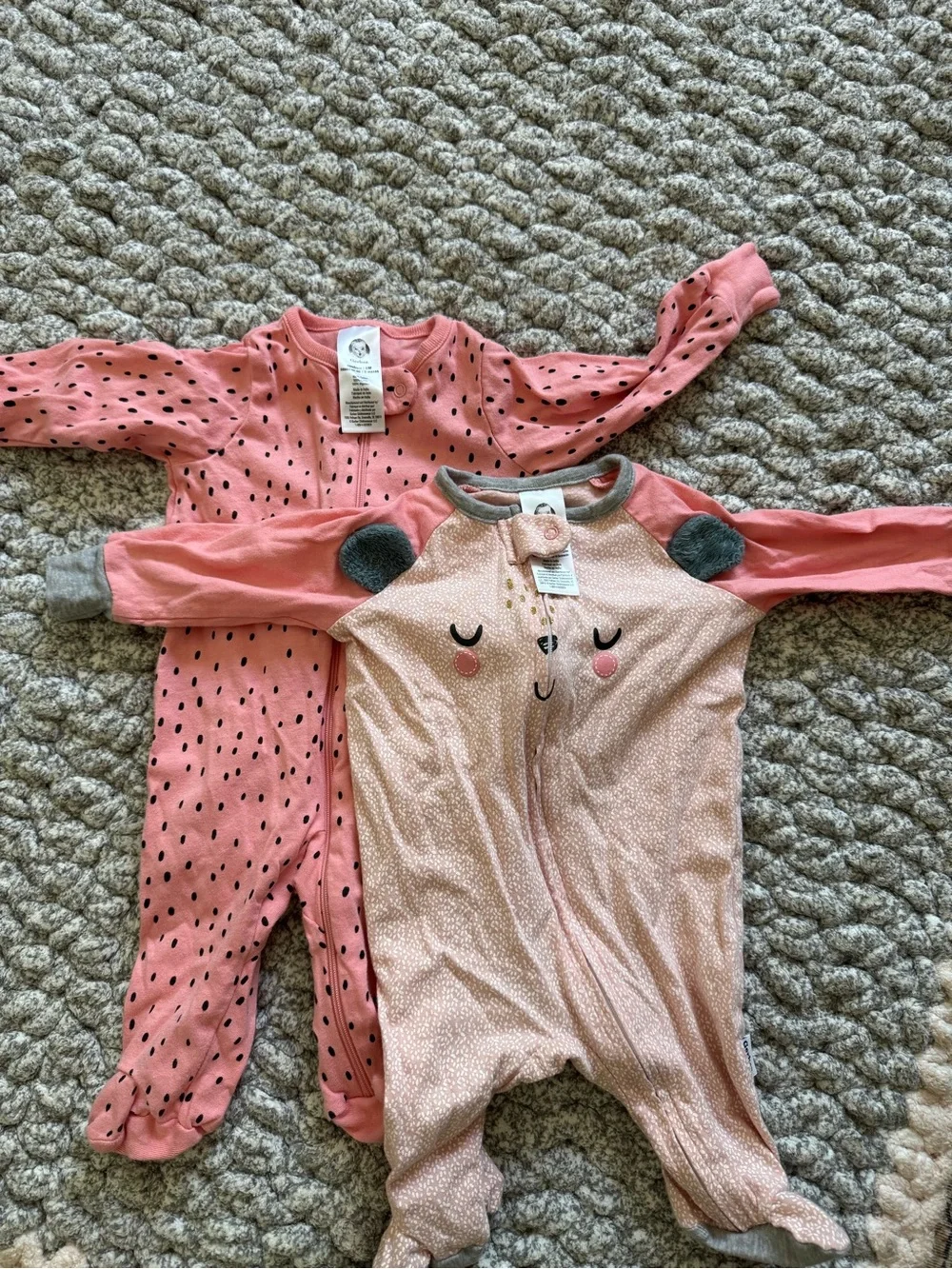 Carter's Pink Baby Footed One-Piece Sleepers Set - 2pc